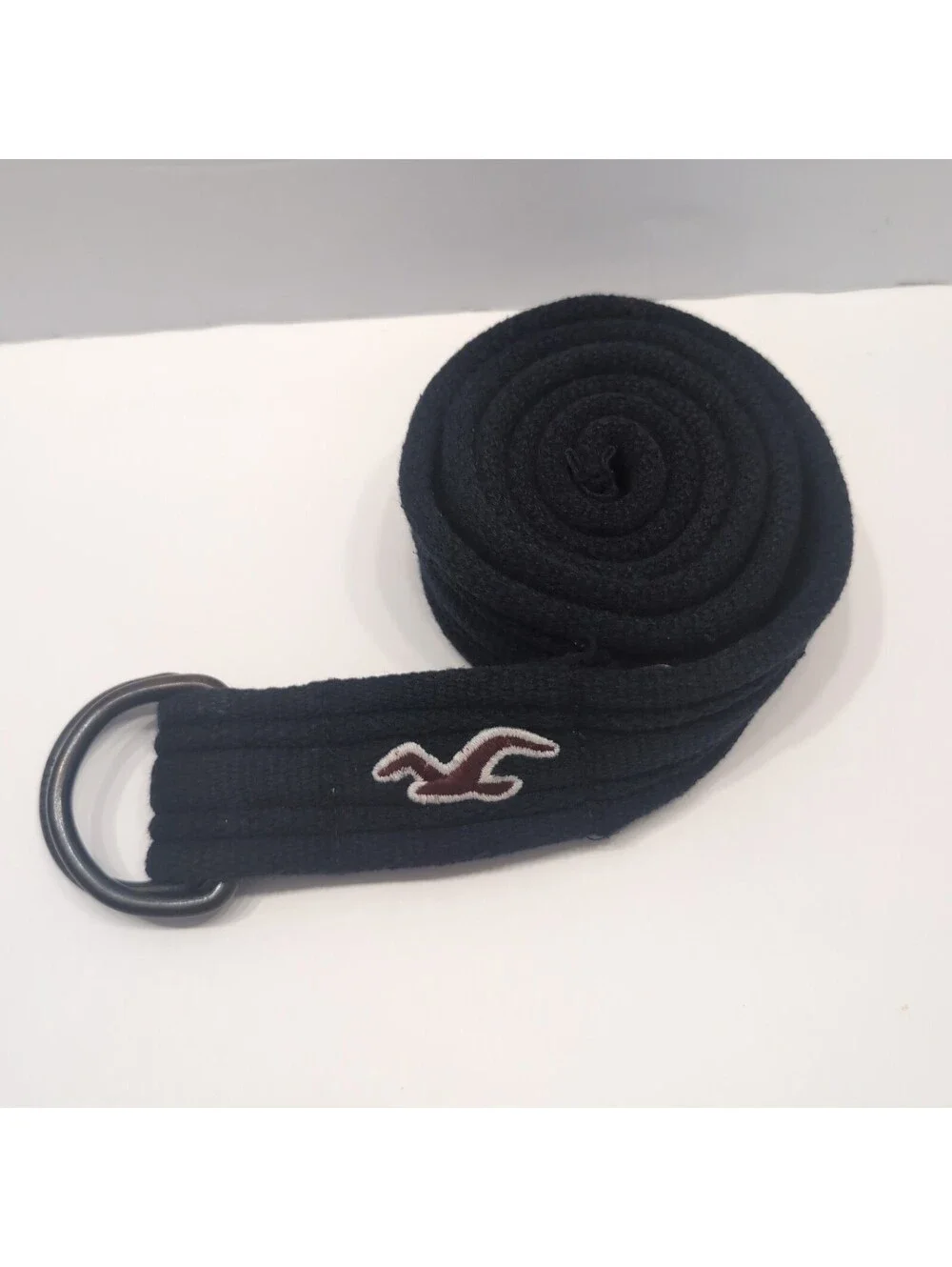 Y2K Hollister Cloth Belt Double D Ring Navy  Blue Red Bird L/XL 48